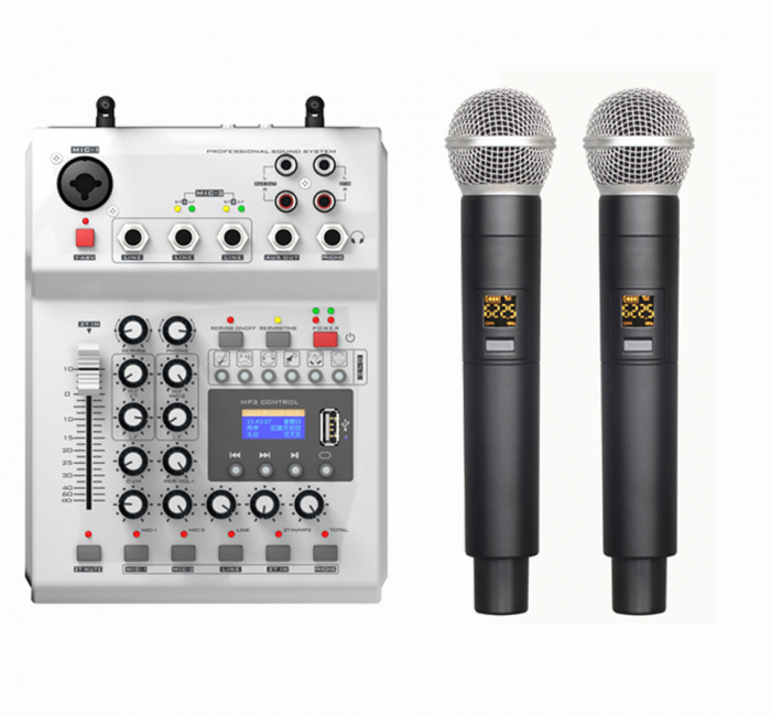 NWPro Mixer Audio cu microfon wireless dual