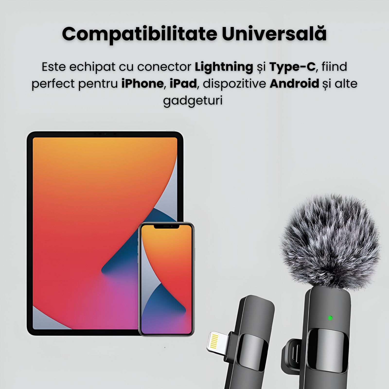 Sistem de microfoane wireless cu noise cancelling ultracompact pentru dispozitive USB-C/Lightning [4]
