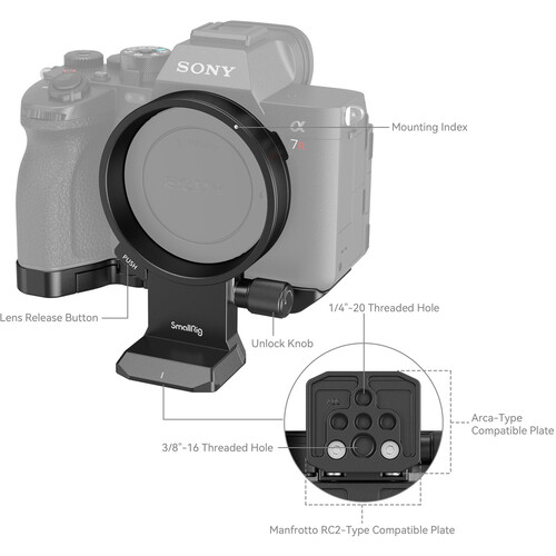 SmallRig 4148 Kit placa de montare rotativa orizontal-verticala pentru Sony A7R IV, A7R V, A7 IV si A7S III [6]