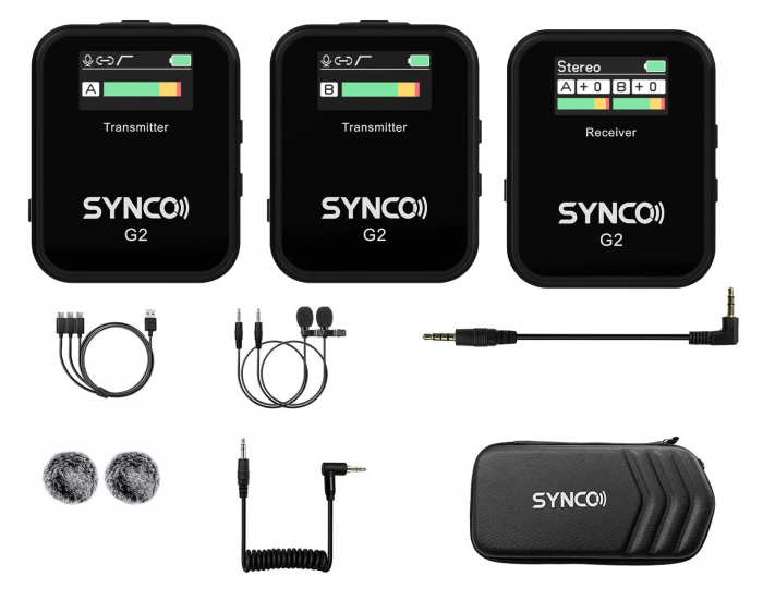 Synco G2 (A2) Lavaliera Wireless Dubla cu microfon incorporat photosetup.ro imagine 2022 3foto.ro