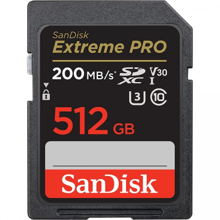 Carduri memorie - SanDisk Extreme PRO Card de Memorie SD 512GB SDXC UHS-I Class 10 U3 V30 + 2 Ani RescuePRO Deluxe