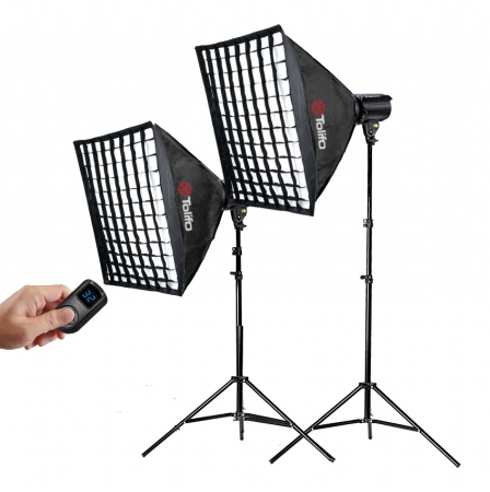 Tolifo KW-200M Kit  2 bucati LED 5600K 100W cu softbox 60 x 60cm si stative