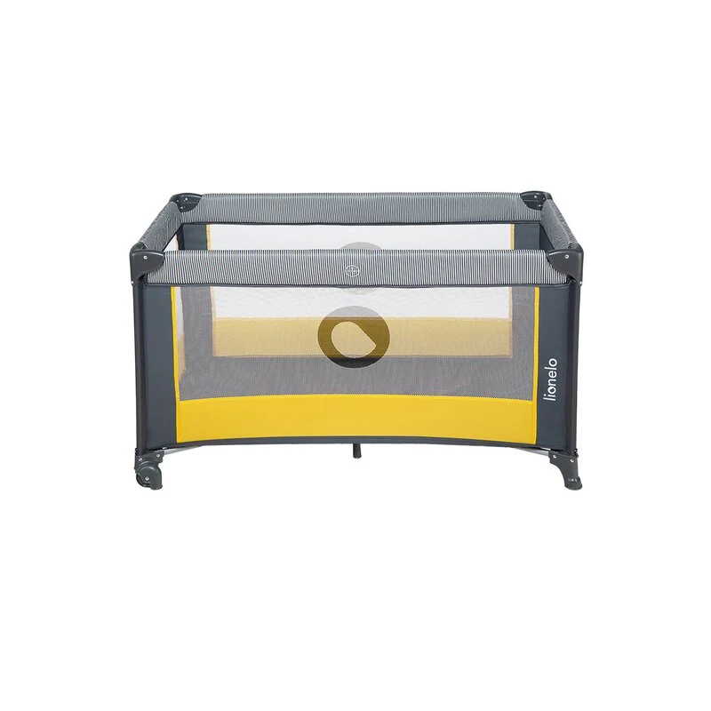 Lionelo - Patut pliant cu un nivel Stefi, Cu intrare laterala cu fermoar, 2 roti, 120x60 cm, Conform cu standardul european de securitate EN 716, Yellow Lemon [4]