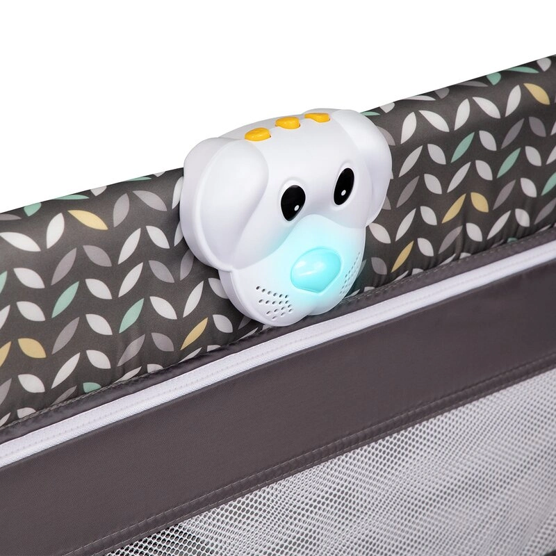 Lionelo - Patut pliant cu doua nivele Sven Plus, 120x60 cm, arcada jucarii, masuta de infasat, vibratii, melodii, conform cu standardele europeane de securitate EN716 si EN12221, Grey Scandi [7]