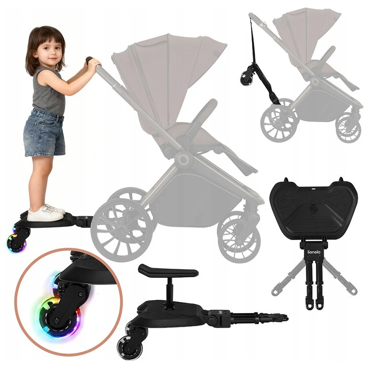 Adaptor universal carucior pentru al doilea copil, Lionelo, Buggy Board, 2 in 1, 3 pozitii reglare sezut pe inaltime, [18]