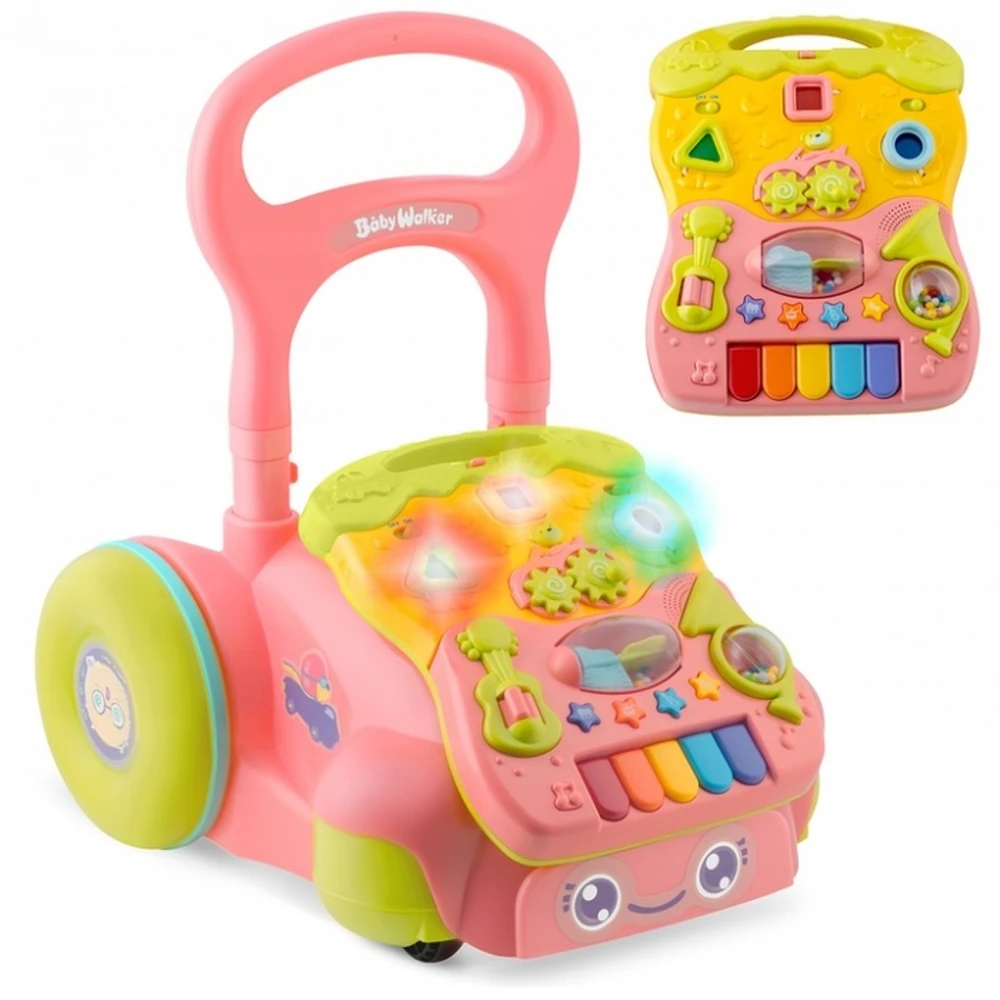 Antemergator 2 in 1 cu diverse activitati si muzica Ricokids - Roz [1]