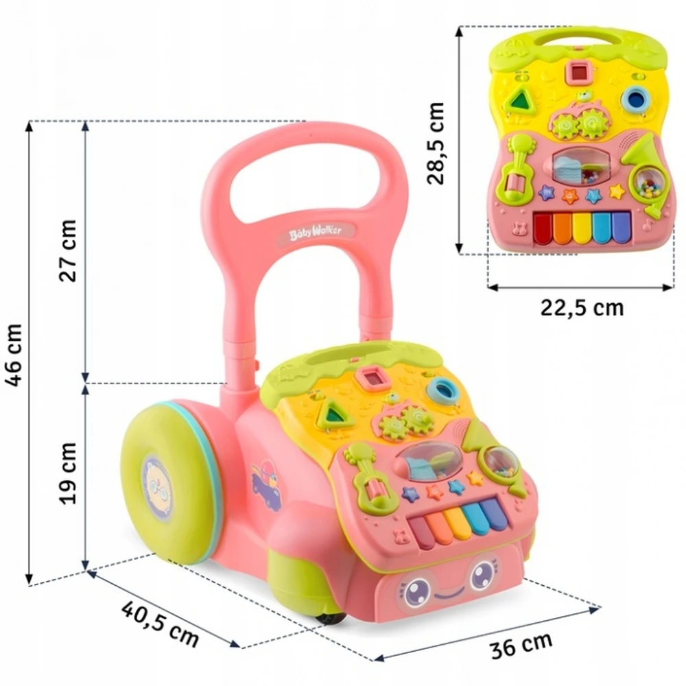Antemergator 2 in 1 cu diverse activitati si muzica Ricokids - Roz [8]