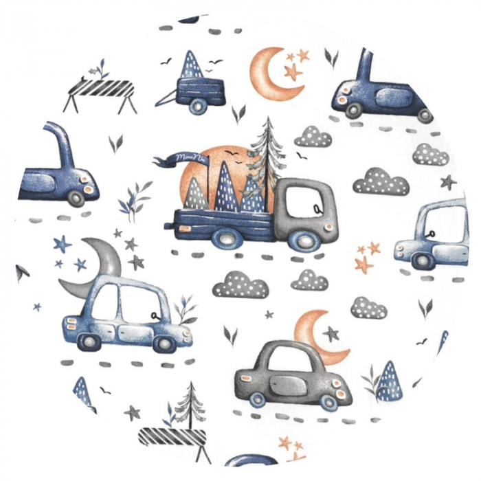Aparatoare pentru patut, MimiNu, 180x30 cm, Cu panglici, Cars Grey [2]