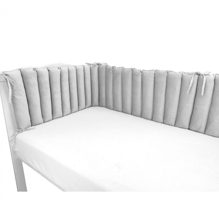 Aparatoare pentru patut, MimiNu, Tip panou, Lungime 180 cm, Din catifea, Grey [3]