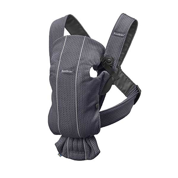 Marsupiu anatomic Mini BabyBjorn, cu pozitii multiple de purtare – Anthracite, 3D Mesh [1]