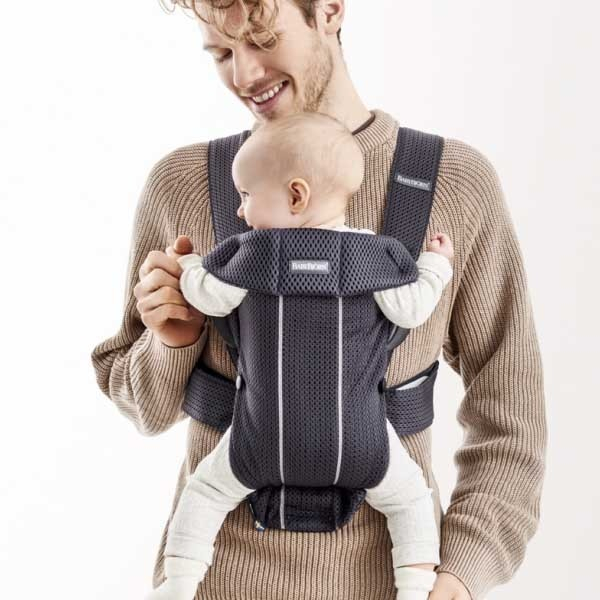 Marsupiu anatomic Mini BabyBjorn, cu pozitii multiple de purtare – Anthracite, 3D Mesh [7]