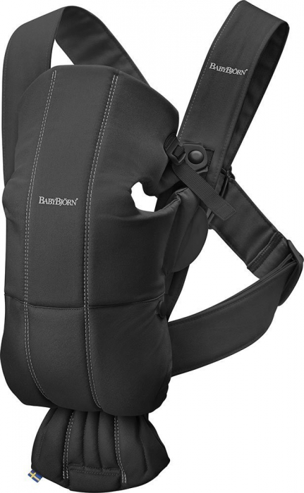 Marsupiu anatomic Mini BabyBjorn, cu pozitii multiple de purtare – Black, Bumbac [1]