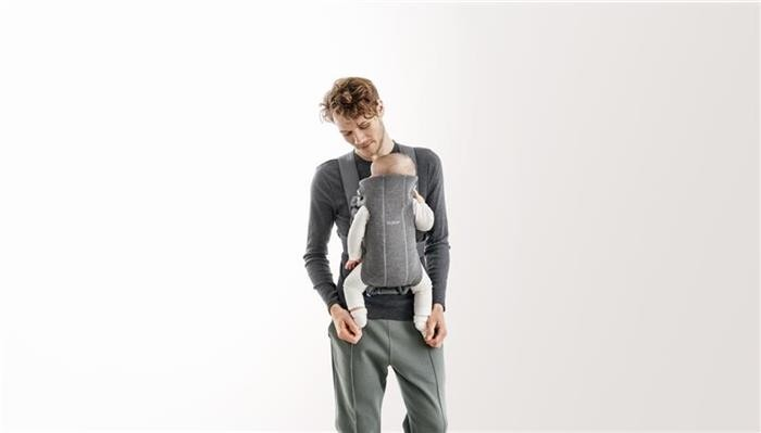 Marsupiu anatomic Mini BabyBjorn, cu pozitii multiple de purtare – Dark Grey, 3D Jersey [7]