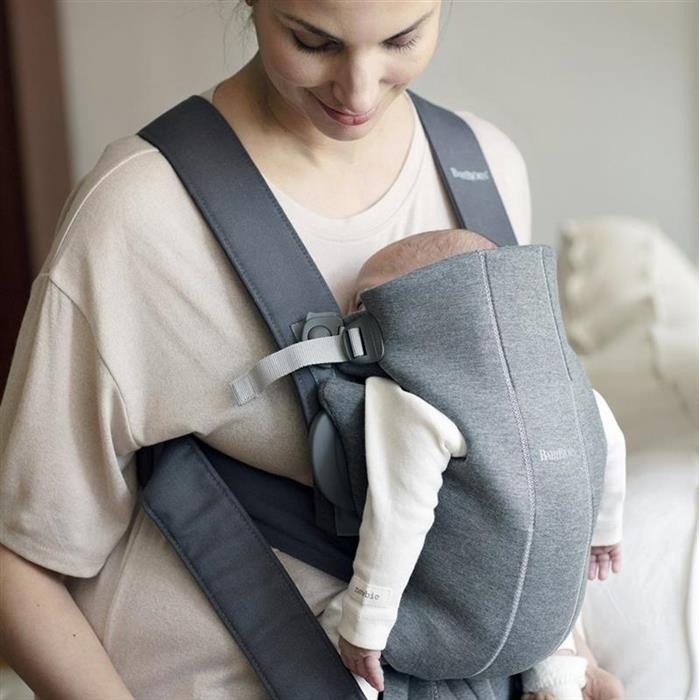 Marsupiu anatomic Mini BabyBjorn, cu pozitii multiple de purtare – Dark Grey, 3D Jersey [4]