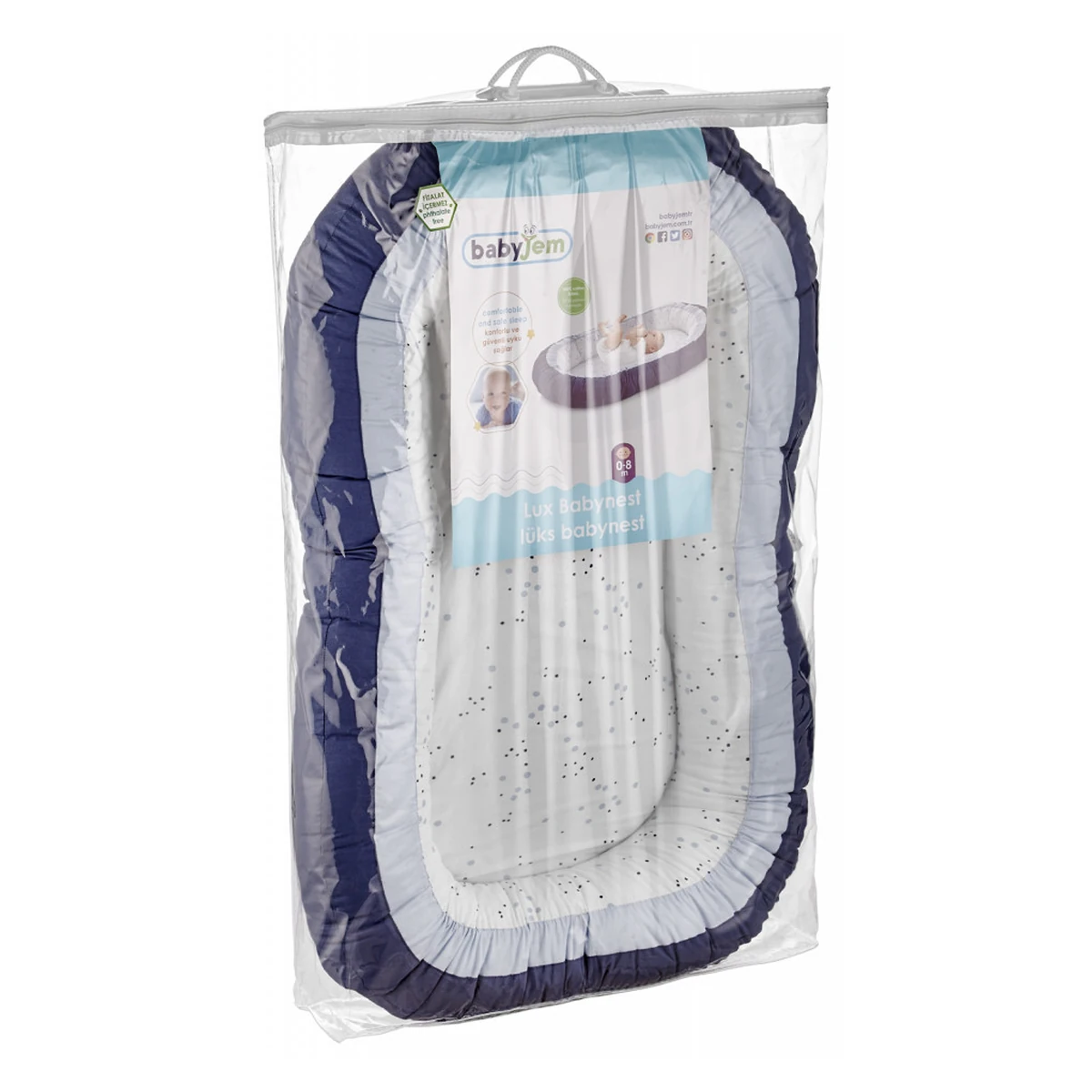 Babynest cu 2 fete BabyJem Luxury Between Parents, Bleu [3]