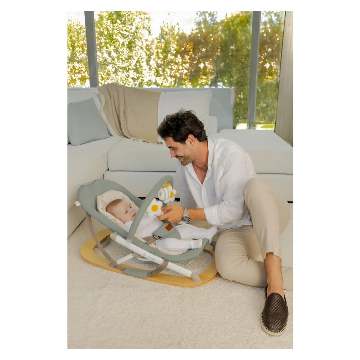 Balansoar, Jane, Kalm, Pliabil, Cu bara de jucarii si spatar reglabil, Botanic [13]