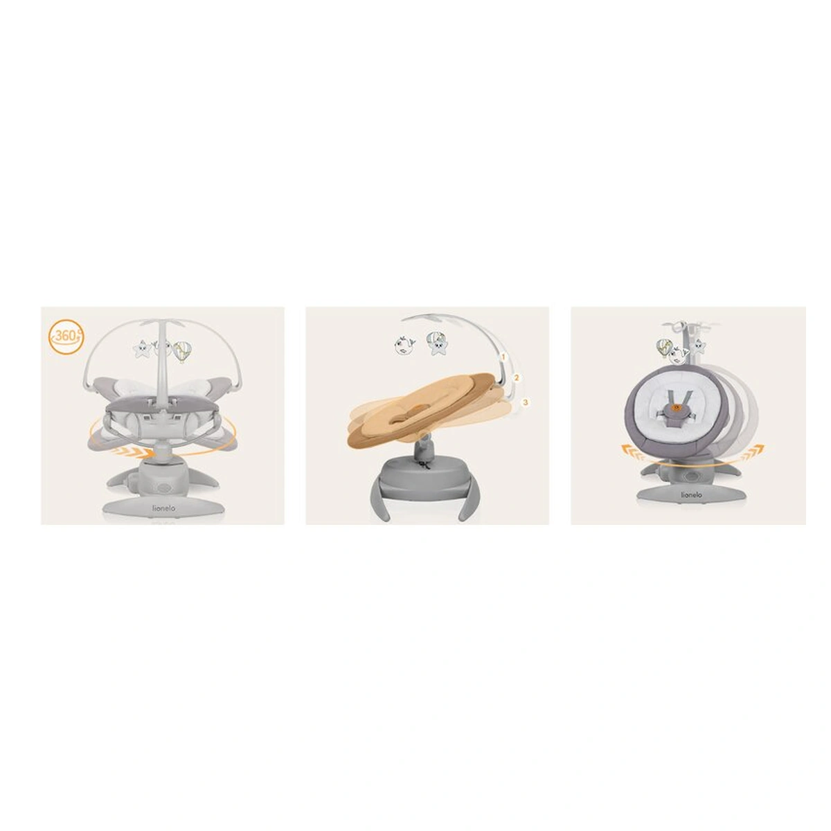 Balansoar, Lionelo, Mell, 2 in 1, Rotire 360 grade, Electric - Bej [27]