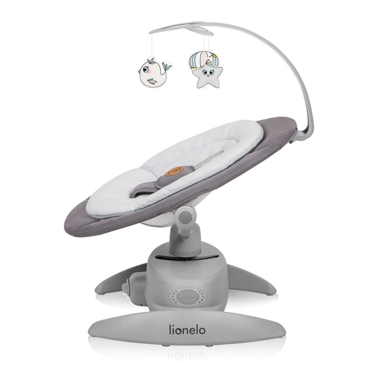 Balansoar, Lionelo, Mell, 2 in 1, Rotire 360 grade, Electric, Cu 3 moduri de leganare, Cu 5 trepte de viteza, Cu 3 pozitii de inclinare, Cu timer, 12 melodii si 2 sunete ale naturii, Pana la 9 kg, Gri [9]