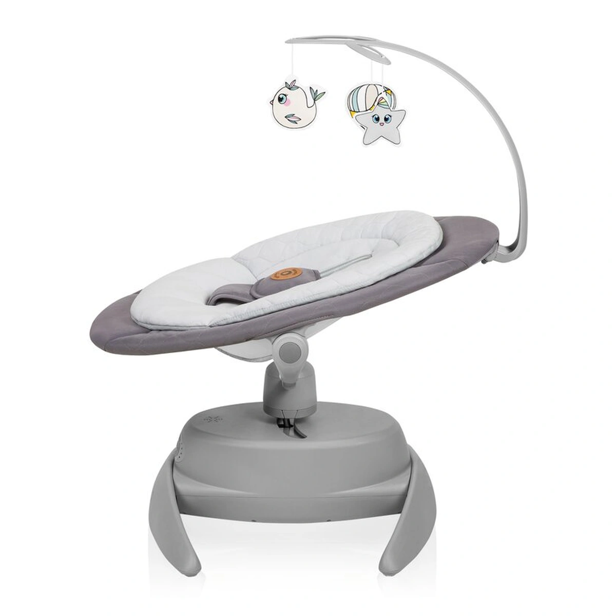 Balansoar, Lionelo, Mell, 2 in 1, Rotire 360 grade, Electric, Cu 3 moduri de leganare, Cu 5 trepte de viteza, Cu 3 pozitii de inclinare, Cu timer, 12 melodii si 2 sunete ale naturii, Pana la 9 kg, Gri [12]