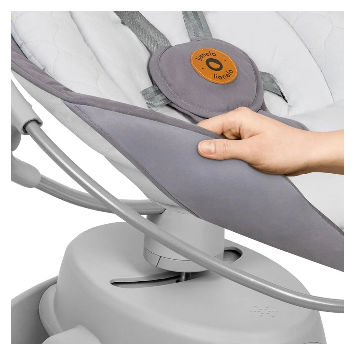 Balansoar, Lionelo, Mell, 2 in 1, Rotire 360 grade, Electric, Cu 3 moduri de leganare, Cu 5 trepte de viteza, Cu 3 pozitii de inclinare, Cu timer, 12 melodii si 2 sunete ale naturii, Pana la 9 kg, Gri [18]