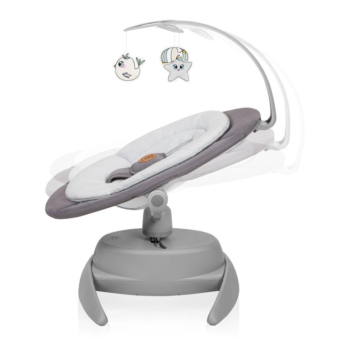 Balansoar, Lionelo, Mell, 2 in 1, Rotire 360 grade, Electric, Cu 3 moduri de leganare, Cu 5 trepte de viteza, Cu 3 pozitii de inclinare, Cu timer, 12 melodii si 2 sunete ale naturii, Pana la 9 kg, Gri [7]