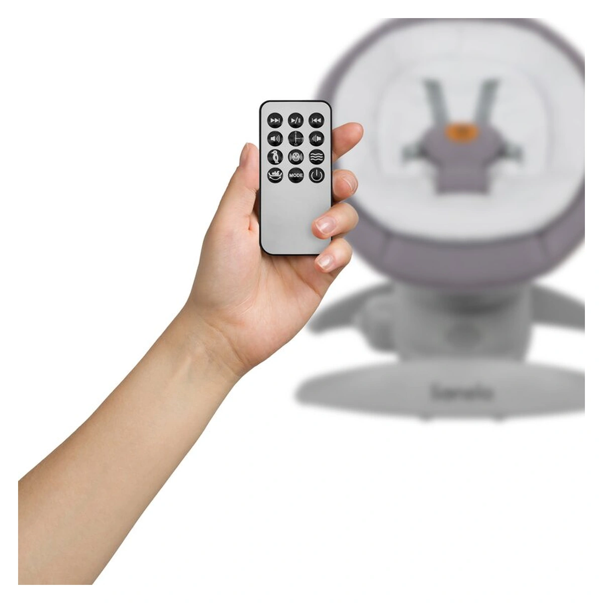 Balansoar, Lionelo, Mell, 2 in 1, Rotire 360 grade, Electric, Cu 3 moduri de leganare, Cu 5 trepte de viteza, Cu 3 pozitii de inclinare, Cu timer, 12 melodii si 2 sunete ale naturii, Pana la 9 kg, Gri [4]