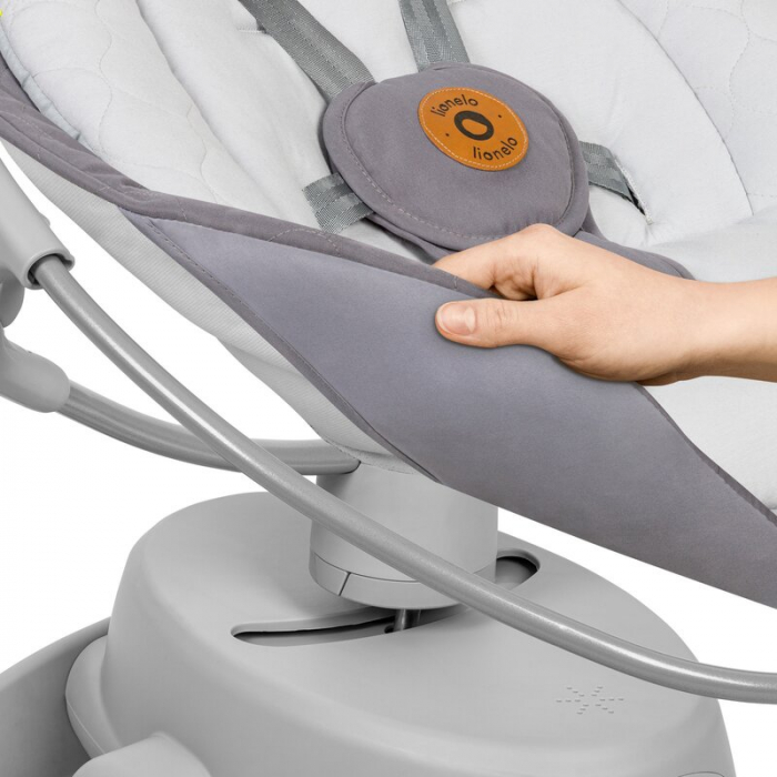 Balansoar, Lionelo, Mell, 2 in 1, Rotire 360 grade, Electric, Cu 3 moduri de leganare, Cu 5 trepte de viteza, Cu 3 pozitii de inclinare, Cu timer, 12 melodii si 2 sunete ale naturii, Pana la 9 kg, Gri [8]