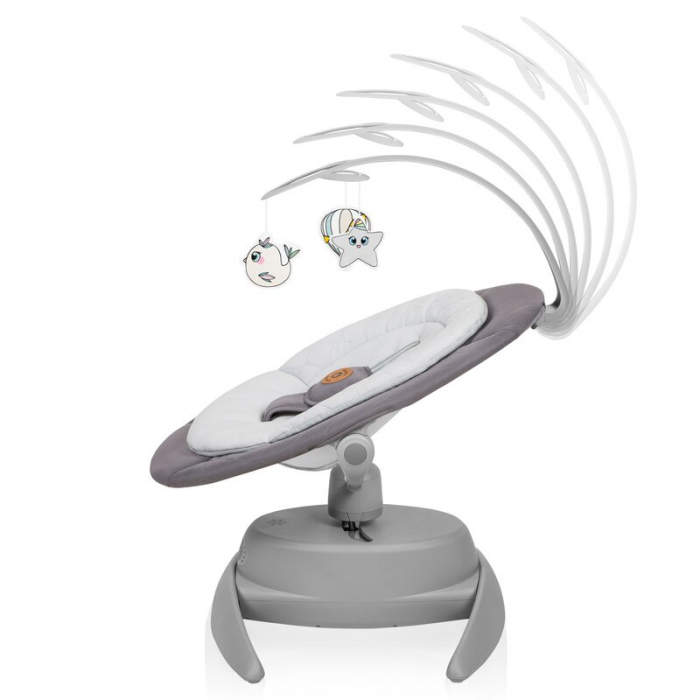 Balansoar, Lionelo, Mell, 2 in 1, Rotire 360 grade, Electric, Cu 3 moduri de leganare, Cu 5 trepte de viteza, Cu 3 pozitii de inclinare, Cu timer, 12 melodii si 2 sunete ale naturii, Pana la 9 kg, Gri [5]