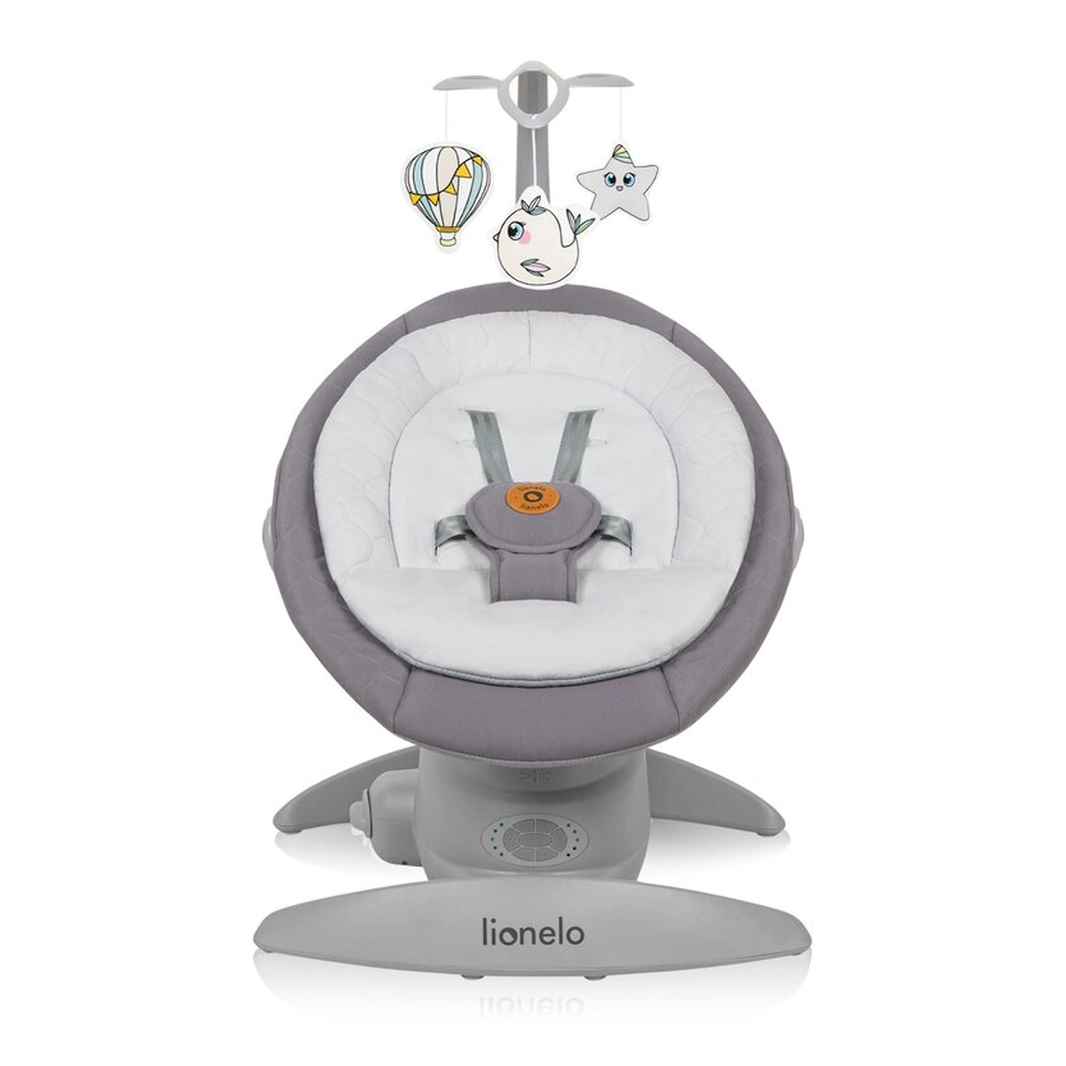 Balansoar, Lionelo, Mell, 2 in 1, Rotire 360 grade, Electric, Cu 3 moduri de leganare, Cu 5 trepte de viteza, Cu 3 pozitii de inclinare, Cu timer, 12 melodii si 2 sunete ale naturii, Pana la 9 kg, Gri [3]