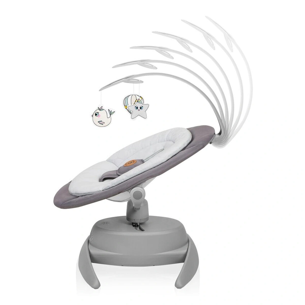 Balansoar, Lionelo, Mell, 2 in 1, Rotire 360 grade, Electric, Cu 3 moduri de leganare, Cu 5 trepte de viteza, Cu 3 pozitii de inclinare, Cu timer, 12 melodii si 2 sunete ale naturii, Pana la 9 kg, Gri [6]