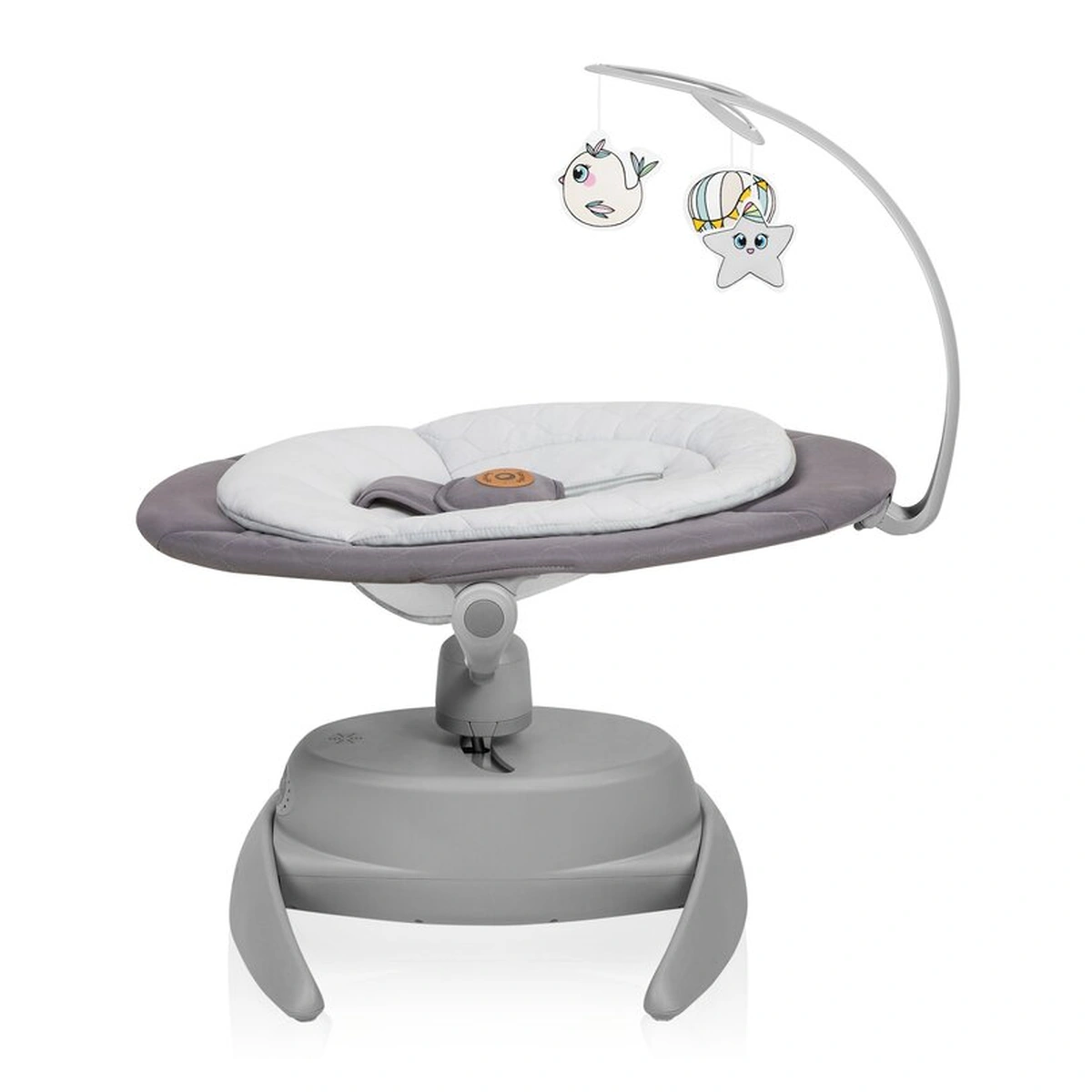 Balansoar, Lionelo, Mell, 2 in 1, Rotire 360 grade, Electric, Cu 3 moduri de leganare, Cu 5 trepte de viteza, Cu 3 pozitii de inclinare, Cu timer, 12 melodii si 2 sunete ale naturii, Pana la 9 kg, Gri [13]