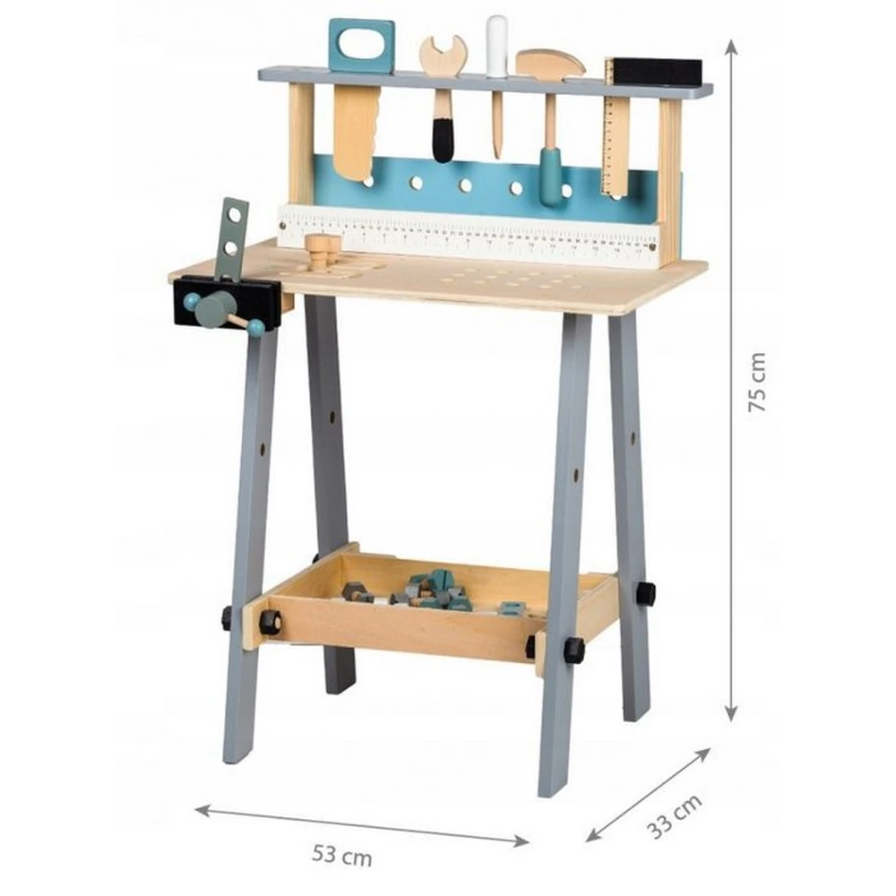 Banc de lucru cu unelte din lemn cu 32 de elemente Ecotoys [5]