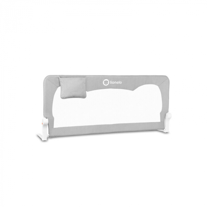 Lionelo - Bariera protectie pat Hanna , Cu buzunar accesorii, 150x66 cm, Conform cu standardul european de securitate BS7072, Gri [2]