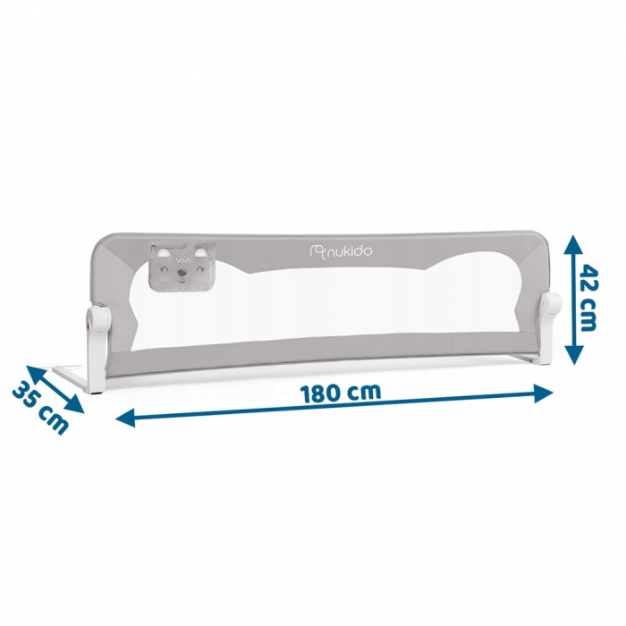 Bariera de protectie pentru pat 180 x 35 x 42 cm Nukido - Gri [2]
