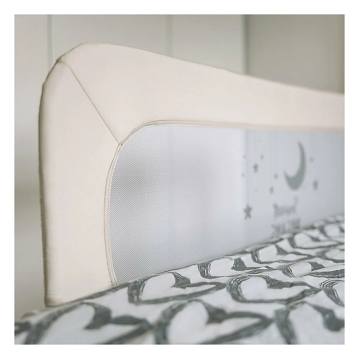 Bariera de protectie pentru pat bebe, Rabatabila, 135 x 57 cm, FreeON, Sweet Dreams, Light Beige [3]
