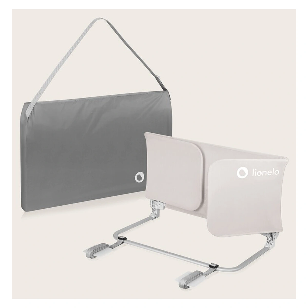 Bariera de protectie pentru pat, Lionelo, Lora XL, Pliabila, 150x46 cm, Bej [20]