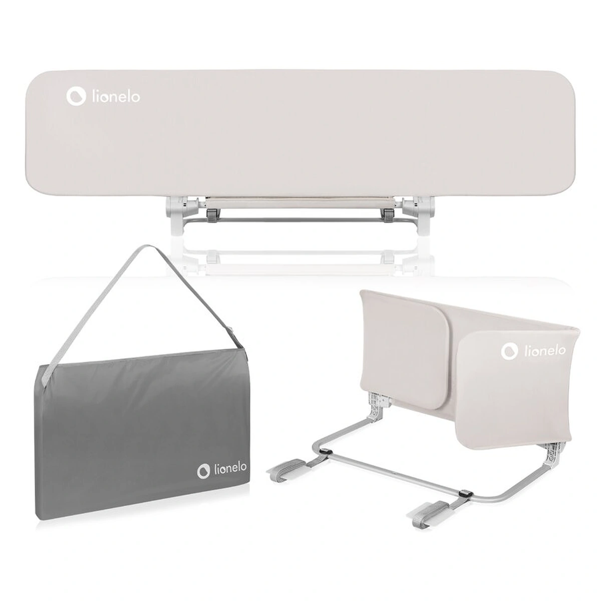 Bariera de protectie pentru pat, Lionelo, Lora XL, Pliabila, 150x46 cm, Bej [15]