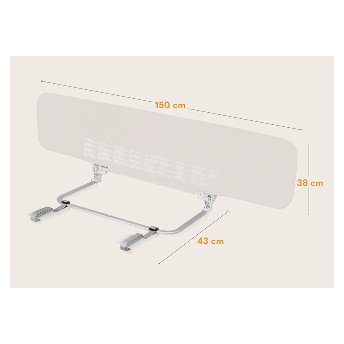 Bariera de protectie pentru pat, Lionelo, Lora XL, Pliabila, 150x46 cm, Bej [22]