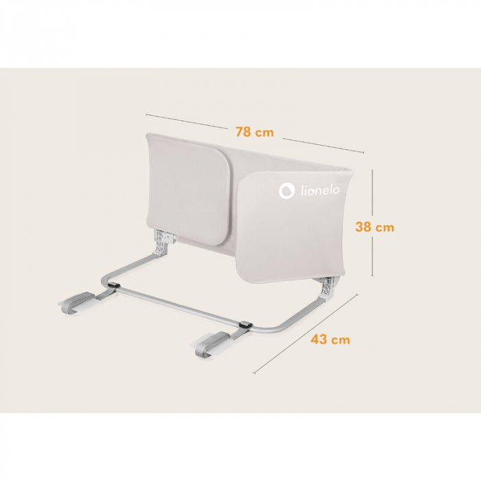 Bariera de protectie pentru pat, Lionelo, Lora XL, Pliabila, 150x46 cm, Bej [22]