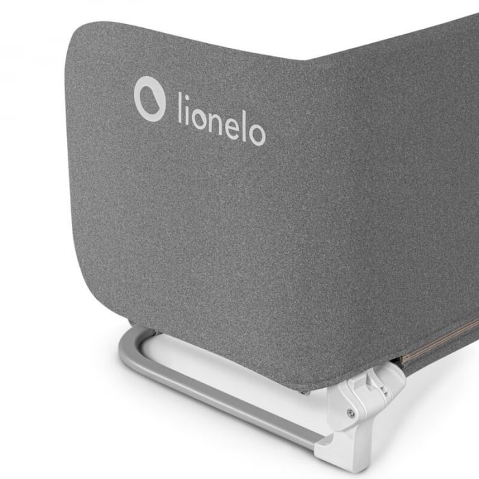 Bariera de protectie pentru pat, Lionelo, Lora XL, Pliabila, Sistem de blocare StandSafe, Geanta de transport inclusa, 150x46 cm, Gri [7]