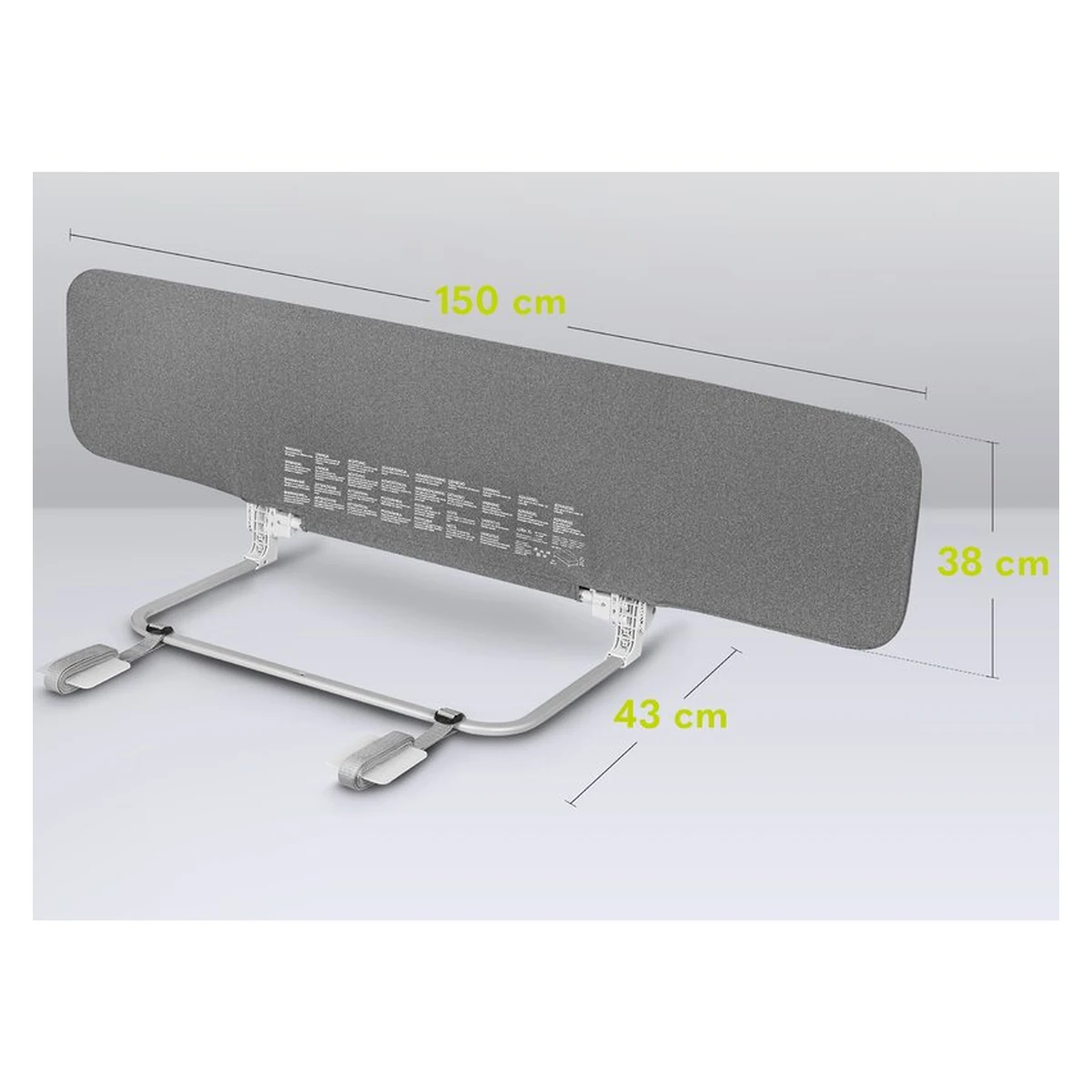 Bariera de protectie pentru pat, Lionelo, Lora XL, Pliabila, Sistem de blocare StandSafe, Geanta de transport inclusa, 150x46 cm, Gri [22]