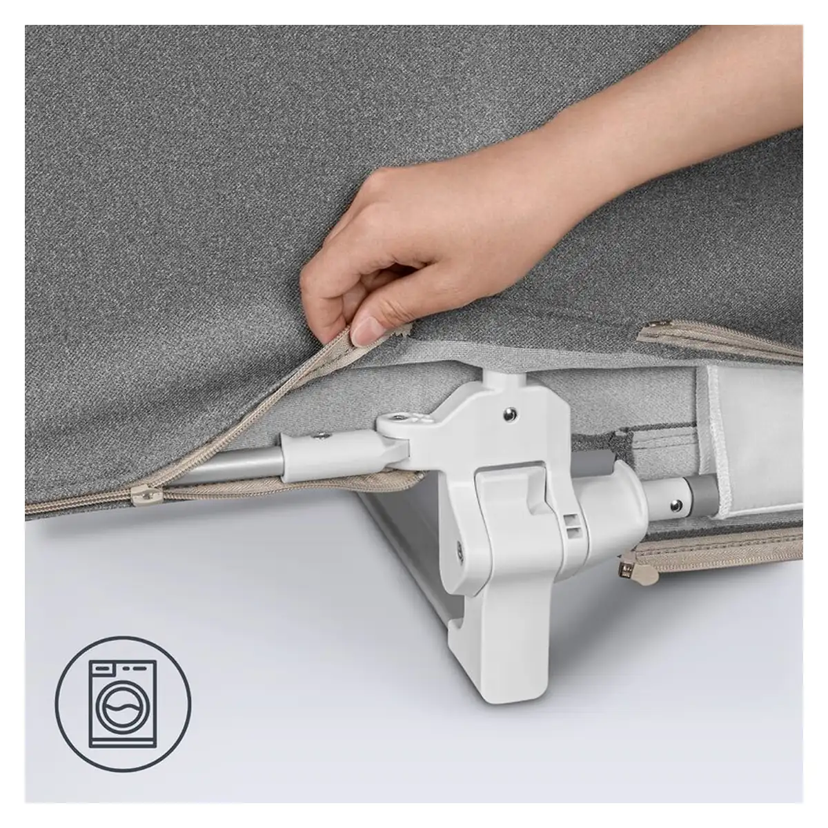 Bariera de protectie pentru pat, Lionelo, Lora XL, Pliabila, Sistem de blocare StandSafe, Geanta de transport inclusa, 150x46 cm, Gri [21]