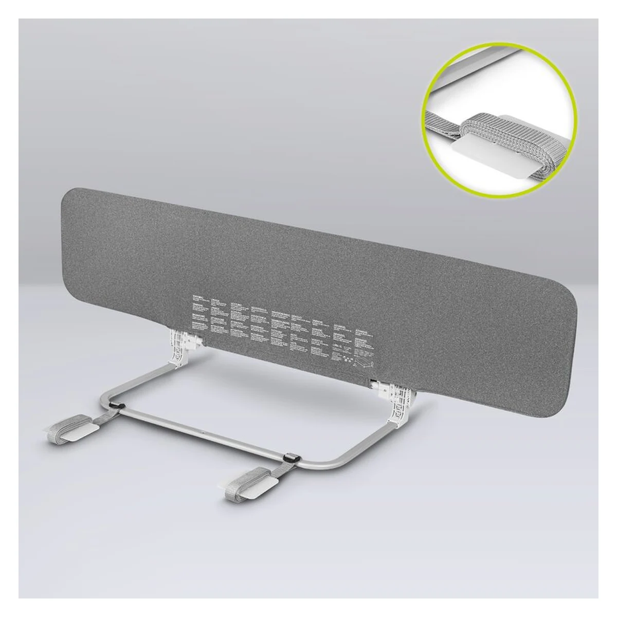 Bariera de protectie pentru pat, Lionelo, Lora XL, Pliabila, Sistem de blocare StandSafe, Geanta de transport inclusa, 150x46 cm, Gri [17]