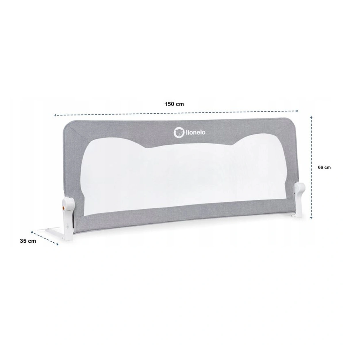 Lionelo - Bariera protectie pat Hanna , Cu buzunar accesorii, 150x66 cm, Conform cu standardul european de securitate BS7072, Gri [5]