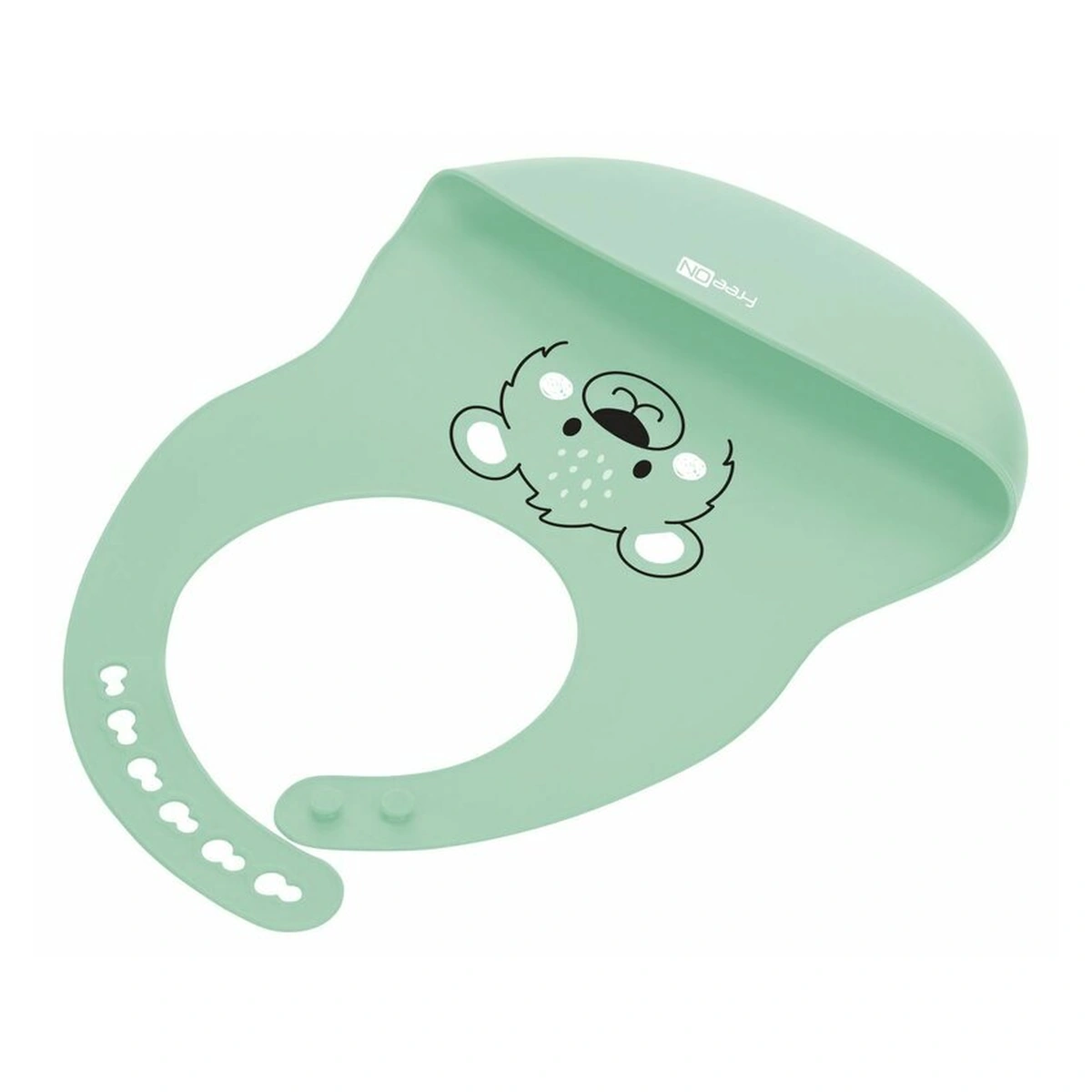 Baveta, FreeON, Moale, Din silicon, Fara BPA, Cu buzunar, 31 x 24 cm, Bear Green [2]