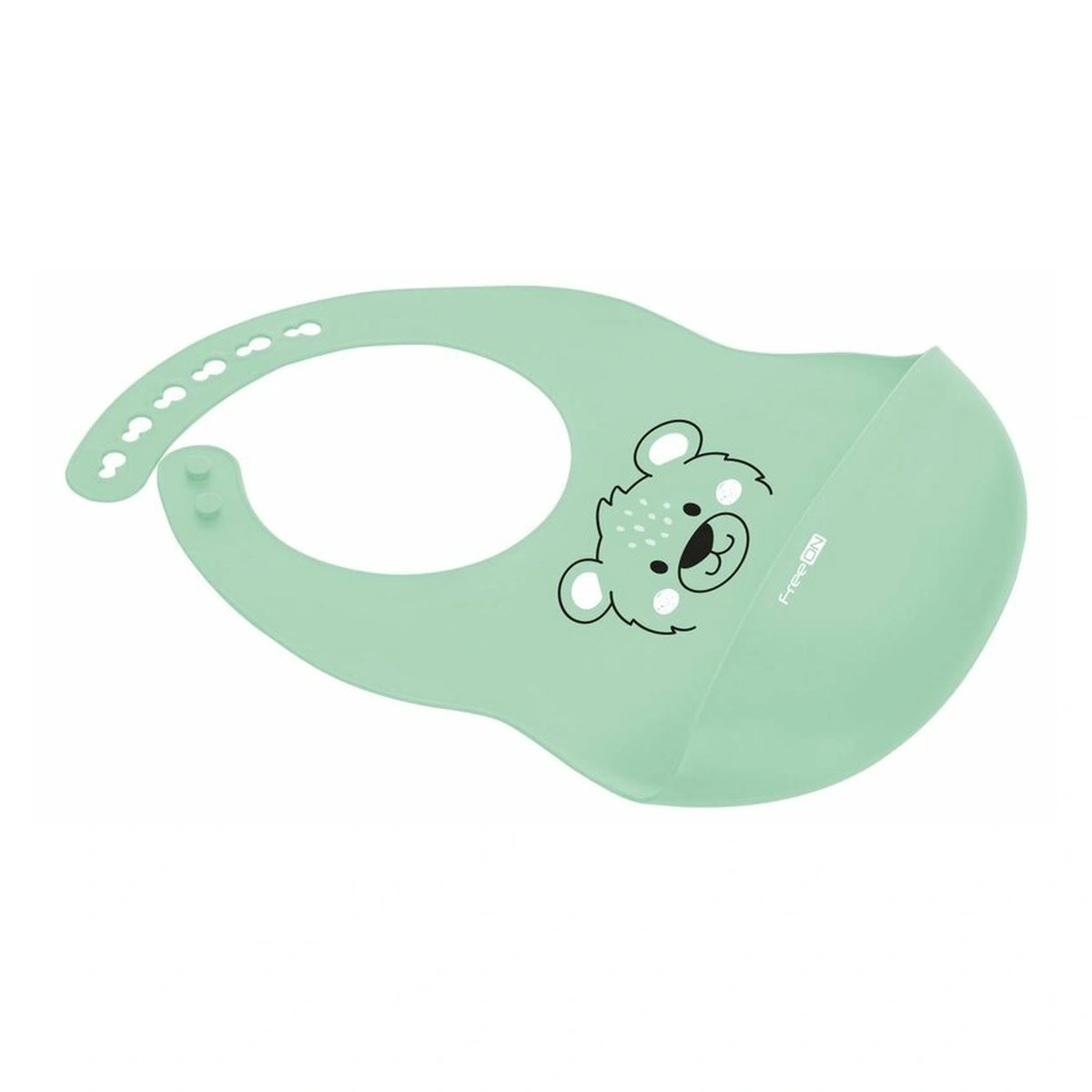 Baveta, FreeON, Moale, Din silicon, Fara BPA, Cu buzunar, 31 x 24 cm, Bear Green [4]