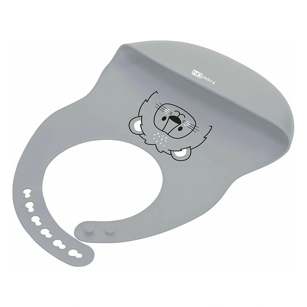 Baveta, FreeON, Moale, Din silicon, Fara BPA, Cu buzunar, 31 x 24 cm, Lion Grey 6 luni [2]
