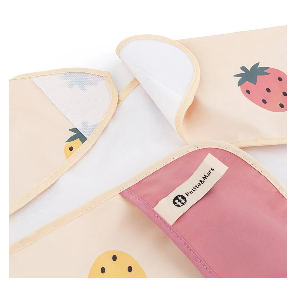 Baveta impermeabila, Petite&Mars, Cu maneci lungi, 24 luni+, Beige Strawberies [5]