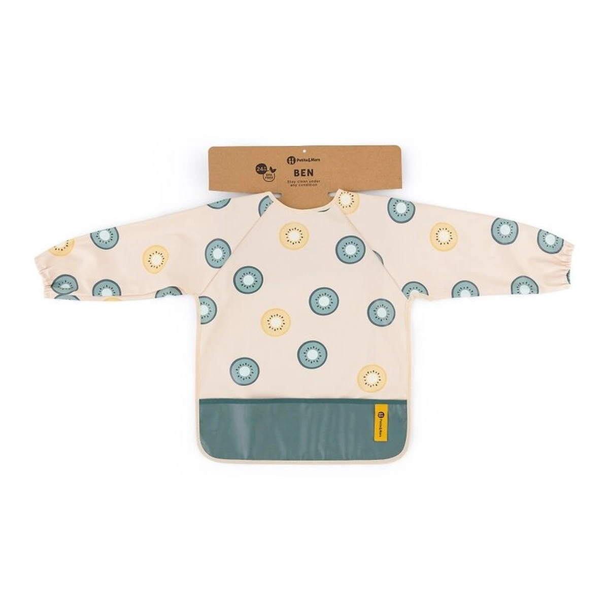 Baveta impermeabila, Petite&Mars, Cu maneci lungi, 24 luni+, Green Kiwi [4]