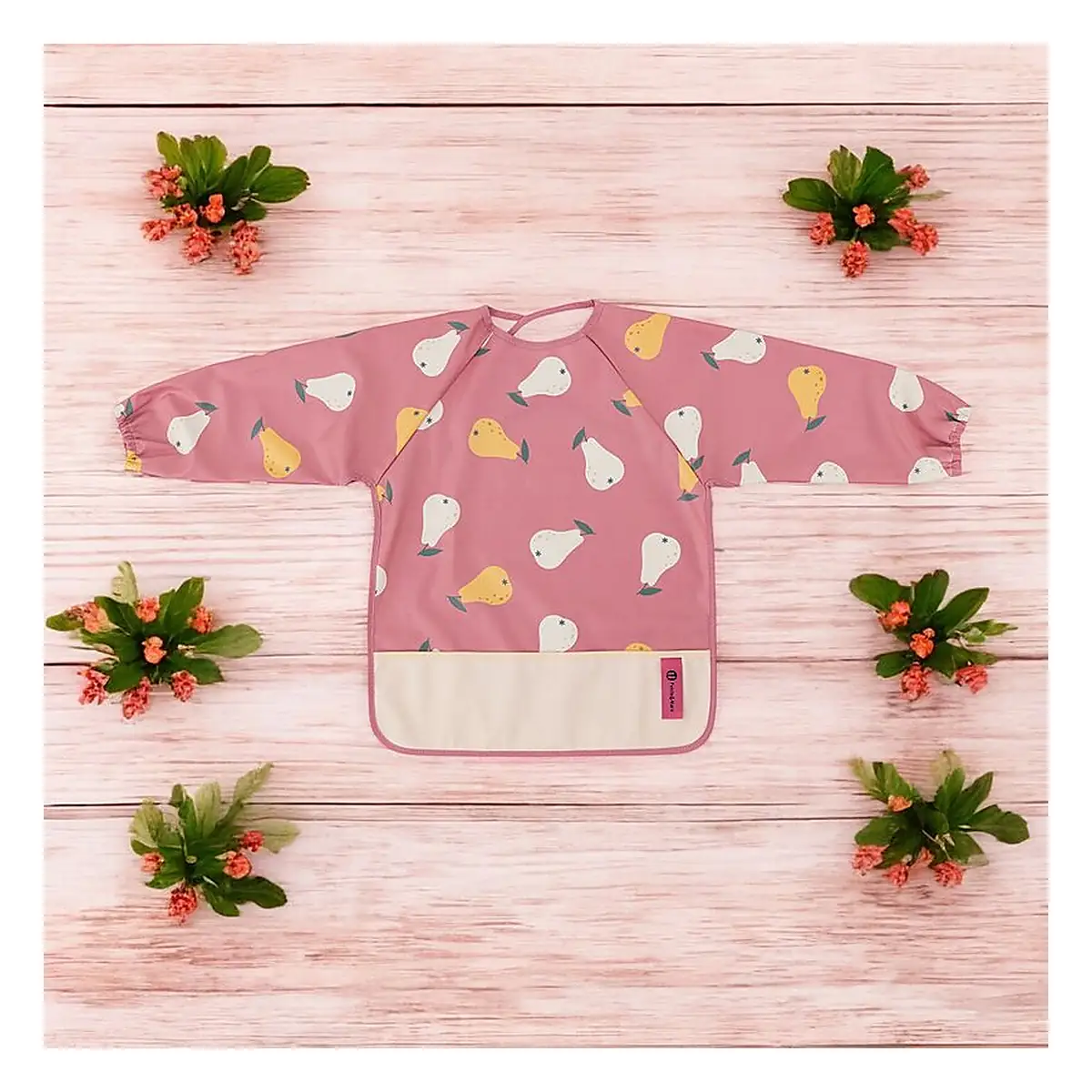 Baveta impermeabila, Petite&Mars, Cu maneci lungi, 24 luni+, Pink Pears [2]